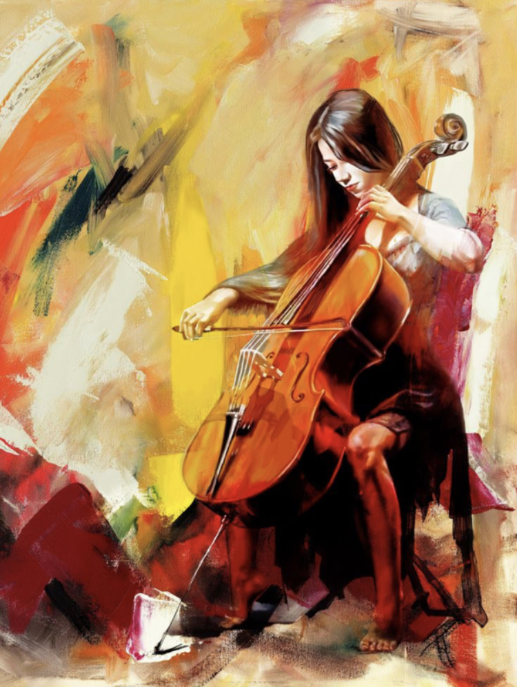 Female Cellist in Harmony 